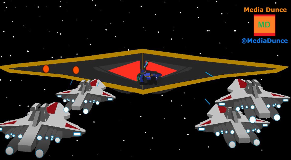 Venator-class Star Destroyers open fire on Thanos' flag ship, the Sanctuary II